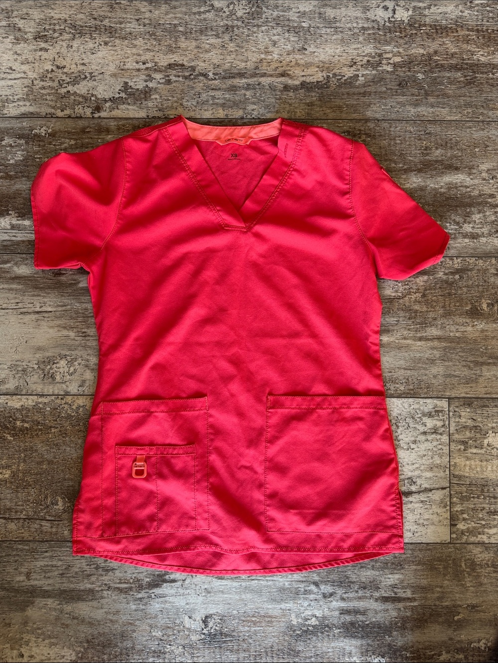 Carhartt Women's V-Neck Scrub Top in Coral